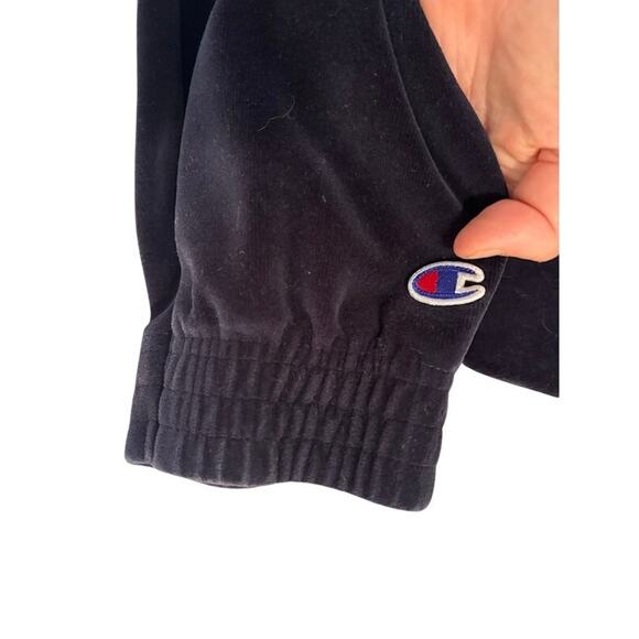Champion Velour Sweatshirt Crewneck in Navy Blue Ribbed Hem and Sleeves Mens XL - Picture 2 of 10